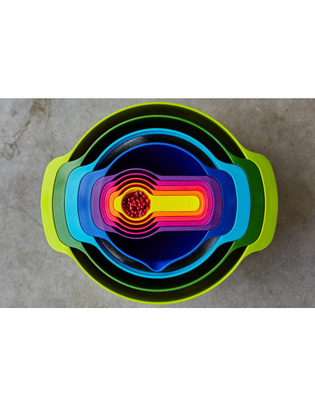 Lote de 9 boles/pasteleras/dosificadores Nest Plus 9 encajables multicolor de Joseph Joseph