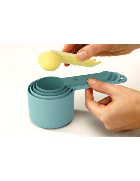 Set van 8 Nestbare Joseph Joseph keuken maatbekers opaal, nestbaar