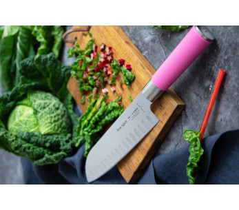 faca santoku Dick Pink Spiritfaca santoku lâmina com convinhasde 18 cm, cabo cor-de-rosa 2