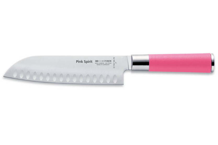 santoku veitsi Dick Pink Spirit 18cm Granton terällä vaaleanpunainen kahva