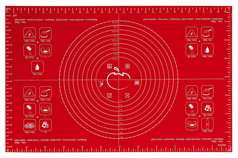 Mastrad foglio di silicone graduato rosso 60x40cm