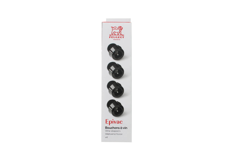 Set di 4 tappi per vino Peugeot Epivac per pompa per vuoto da 3,5 cm