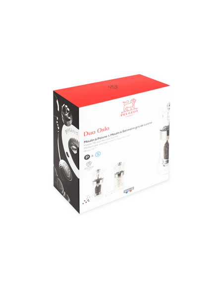 Set in scatola Peugeot Oslo macina sale e pepe in acrilico e acciaio inox 14 cm