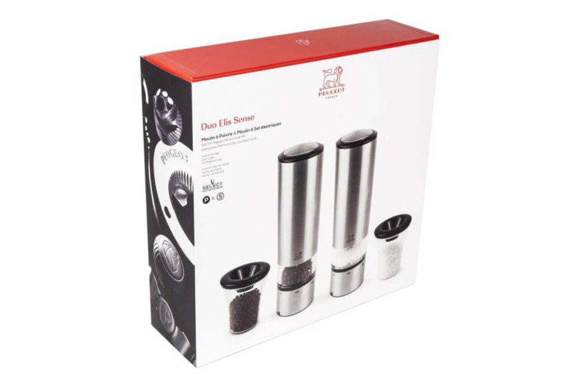 Duo-Set elektrische Salz- und Pfeffermühle Peugeot Elis Sense U Select aus Edelstahl mit Beleuchtung 20cm