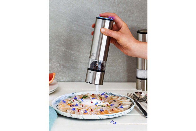 Peugeot Elis Sense U Select electric salt and pepper mill duo set in stainless steel with lighting 20cm