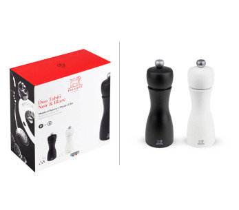 Peugeot Tahiti salt- och pepparkvarn duo set i svart + vitt trä