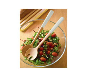 Ensaladera de bambú Pebbly 29 cm, mango blanco 2