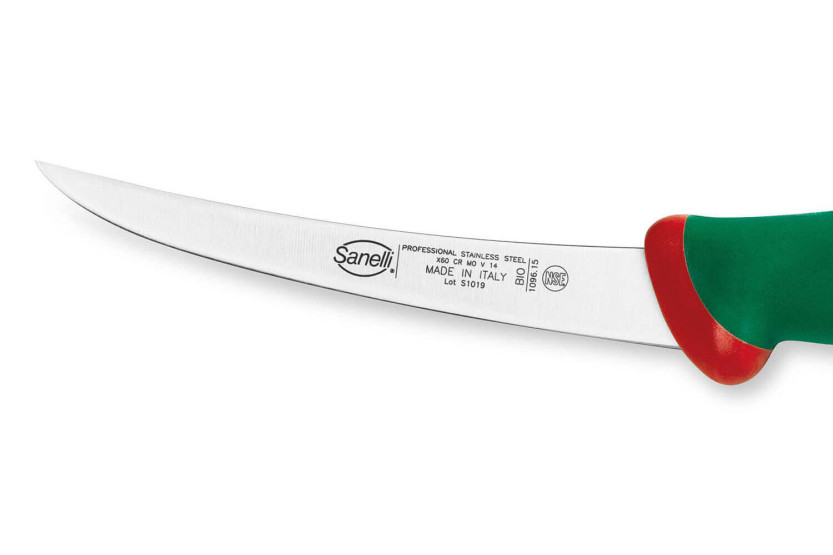 Sanelli Premana professional boning knife, reverse blade 15cm, green handle