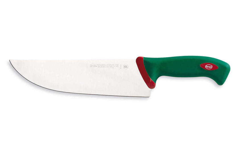 Cuchillo de carnicero profesional Sanelli Premana , 24 cm de ancho de hoja, mango verde