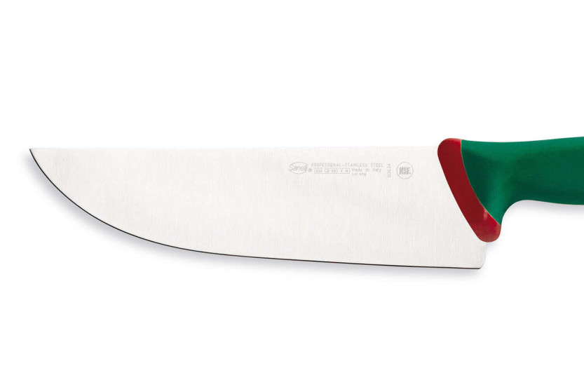 Sanelli Premana professionel slagterkniv 24 cm bredt blad grønt håndtag