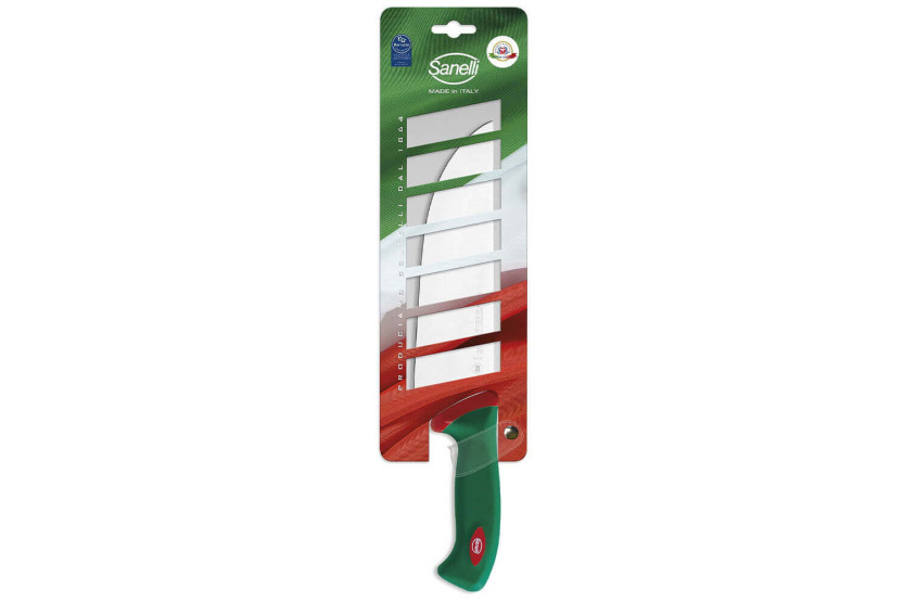 Cuchillo de carnicero profesional Sanelli Premana , 24 cm de ancho de hoja, mango verde