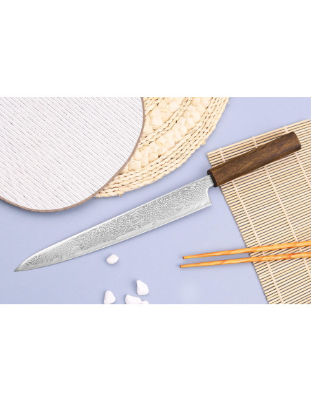 Wusaki Unagi AUS10 damaskus japansk sujihikikniv 24 cm eikeskaft