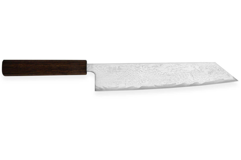 Cuchillo kiritsuke japonais artisanal Wusaki Unagi AUS10 damas 24cm manche chêne