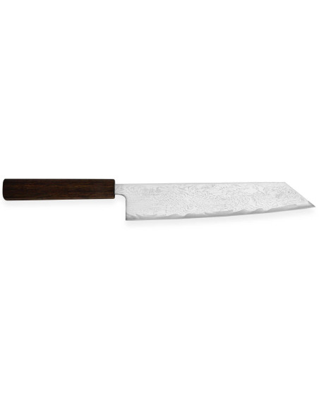 Kiritsuke kniv japonais artisanal Wusaki Unagi AUS10 damas 24cm manche chêne