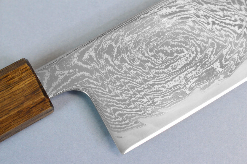 Kiritsuke veitsi japonais artisanal Wusaki Unagi AUS10 damas 24cm manche chêne manche chêne