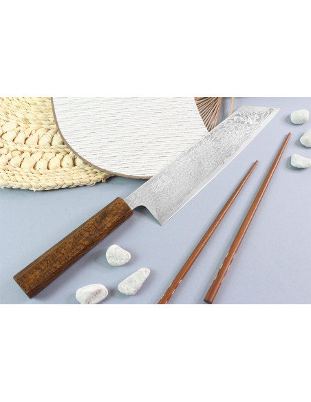 Kiritsuke veitsi Japanilainen käsityöläinen Wusaki Unagi AUS10 21cm manche chêne