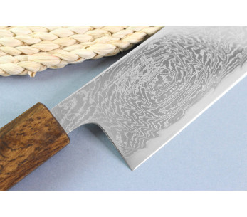 Cuchillo kiritsuke artesanal japonés Wusaki Unagi AUS10 21cm manche chêne 2
