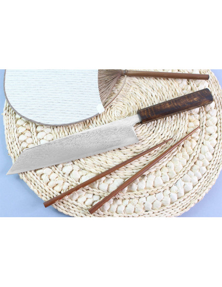 Kiritsuke-kniv Japansk håndværksmæssig Wusaki Unagi AUS10 21cm manche chêne