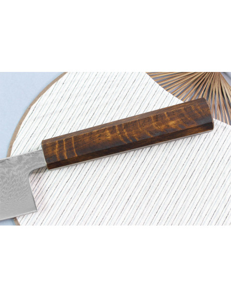Kiritsuke mes Japans ambachtelijk Wusaki Unagi AUS10 21cm manche chêne