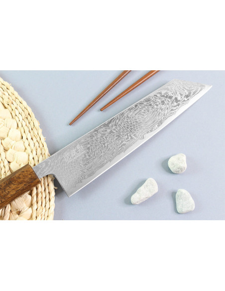 Kiritsuke-messer japanische handwerkliche Wusaki Unagi AUS10 21cm manche chêne