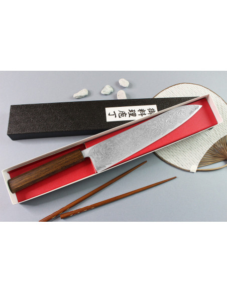 Handwerkliches japanisches Kochmesser Wusaki Unagi AUS10 24cm Eichengriff