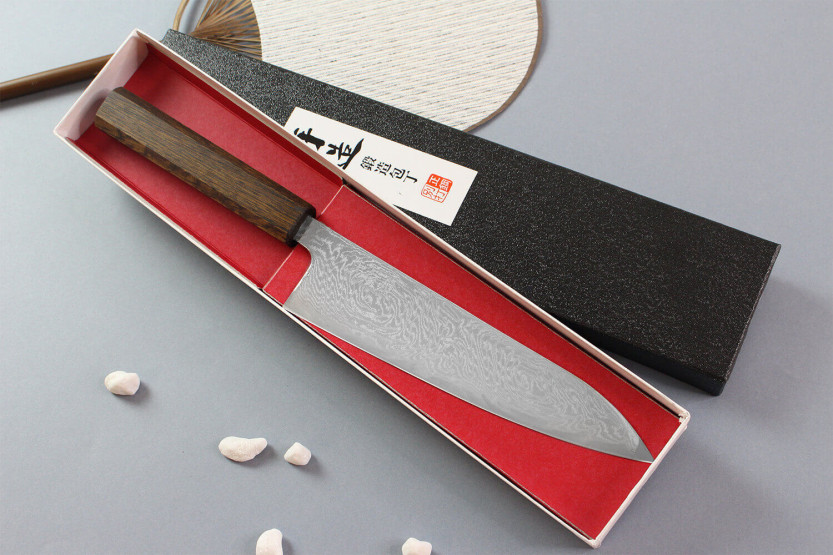 Wusaki Unagi AUS10 18 cm, coltello da chef giapponese fatto a mano con manico in quercia