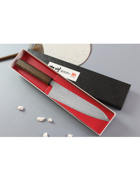Faca de chef japonesa Wusaki Unagi AUS10 18cm feita à mão com cabo de carvalho
