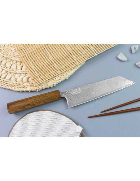 Wusaki Unagi AUS10 damascus 17,5cm eiken handvat japans handgemaakt bunka mes