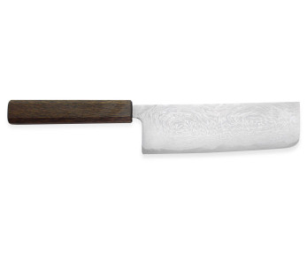 coltello nakiri japonais artisanal Wusaki Unagi AUS10 damas 16,5cm manche chêne