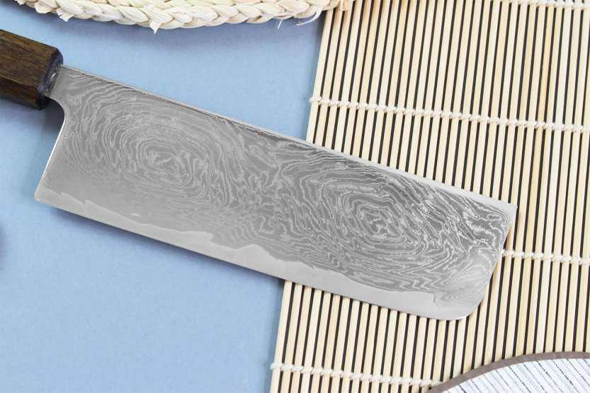 nakiri knife japonais artisanal Wusaki Unagi AUS10 damas 16,5cm manche chêne