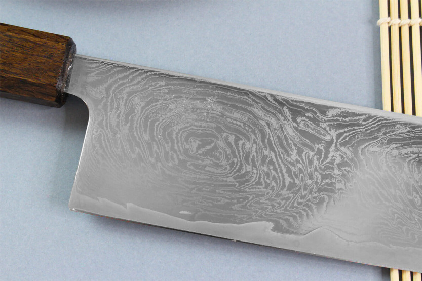 nakiri-kniv japonais artisanal Wusaki Unagi AUS10 damas 16,5cm manche chêne