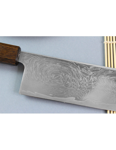 nakiri veitsi japonais artisanal Wusaki Unagi AUS10 damas 16,5cm manche chêne manche chêne
