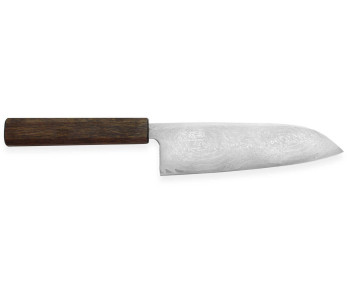 Wusaki Unagi AUS10 damasco 16.5cm mango de roble Cuchillo santoku japonés de artesanos