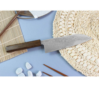 Wusaki Unagi AUS10 damasco 16.5cm mango de roble Cuchillo santoku japonés de artesanos 2