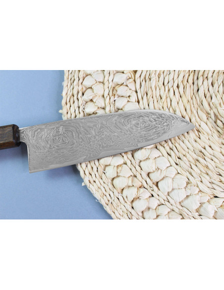 Wusaki Unagi AUS10 damaskus 16,5cm ekhandtag japansk santokukniv handgjord santokukniv