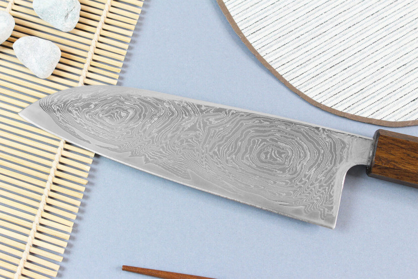 Wusaki Unagi AUS10 damaskus 16,5cm ekhandtag japansk santokukniv handgjord santokukniv