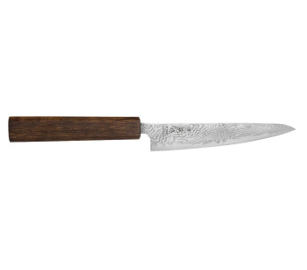 Wusaki Unagi AUS10 Damascus 15cm eiken handvat handgemaakt japans universeel mes