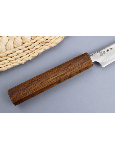 Wusaki Unagi AUS10 damascus 8cm oak handle japanese paring knife by craftsmen