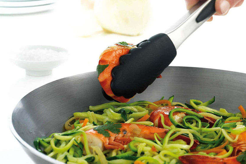 Mastrad kitchen tongs steel and silicone black