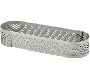 Aflang perforert pajering i rustfritt stål, 14x5x2 cm