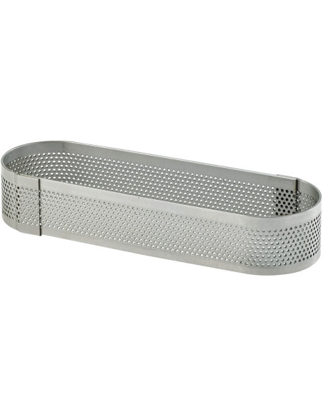 Langwerpige geperforeerde 14x5x2cm roestvrijstalen taartring
