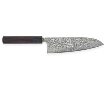 Käsintehty japanilainen santoku veitsi Takeshi Saji R2 Nickel Damas 18cm