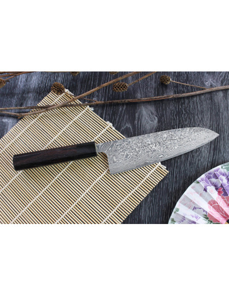Takeshi Saji R2 Nickel Damas 18cm Cuchillo santoku japonés hecho a mano