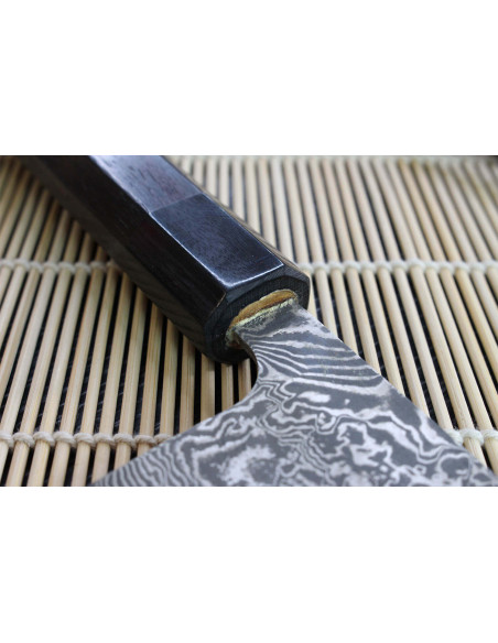 Håndlaget japansk santoku-kniv Takeshi Saji R2 Nickel Damas 18 cm