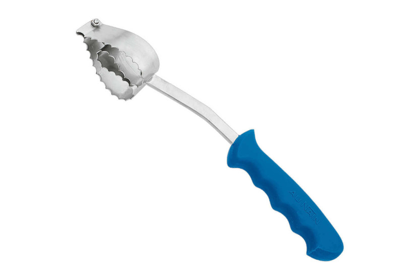 Au Nain kaksisydäminen kalanperkain sinisellä muotoillulla kahvalla 18cm
