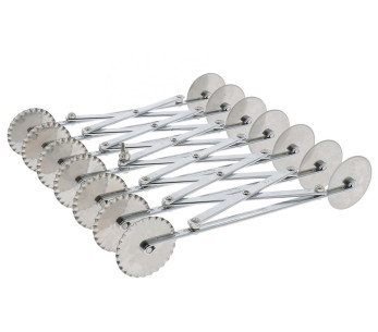 Doppio rullo multicut in metallo con 7 ruote lisce e 7 ruote scanalate in acciaio inox