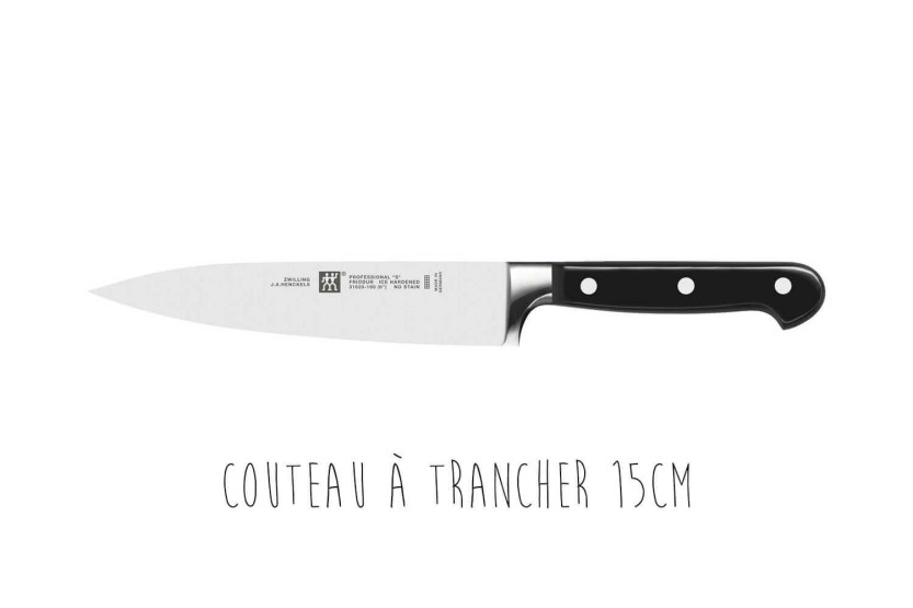 Conjunto de 3 facas forjadas Zwilling Professionnals S para escritório + fatiador + facas de cozinha