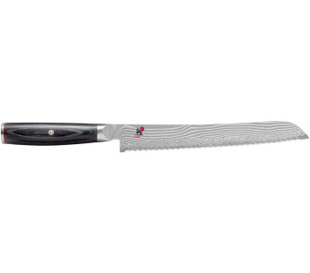 Faca Faca de pão japonesa Miyabi 5000FCD Lâmina de damasco de 24 cm Cabo de madeira de pakka de 48 camadas