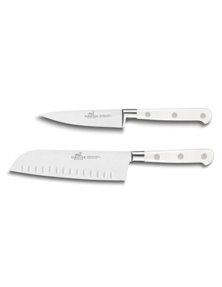 Set in scatola 2 coltelli Sabatier Toque blanche 100% forgiati da ufficio + santoku