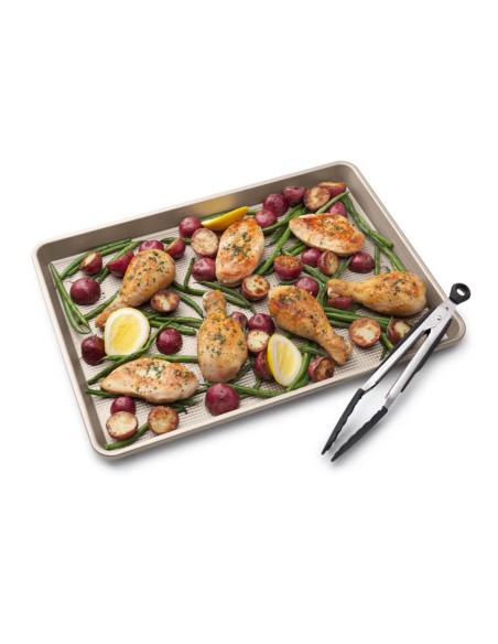 Steel and silicone serving tongs 22 cm